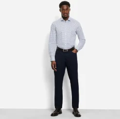 Olymp miesten kauluspaita, 051 LEVEL 5 BODY FIT STRETCH MICROPRINT Valkopohjainen Kuosi