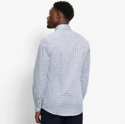 Olymp miesten kauluspaita, 051 LEVEL 5 BODY FIT STRETCH MICROPRINT Valkopohjainen Kuosi