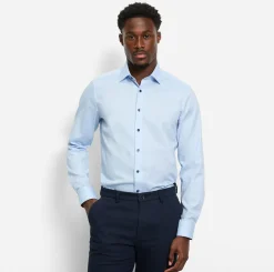 Olymp miesten kauluspaita, 051 LEVEL 5 BODY FIT CONTRAST Vaaleansininen