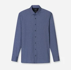 Olymp miesten kauluspaita 042 LUXOR MODERN FIT JERSEY, sininen kuosi