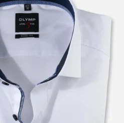 Olymp Miesten Kauluspaita, Body Fit Royal Kent Valkoinen