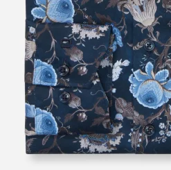 Olymp miesten kauluspaita, 042 LUXOR MODERN FIT FLORAL PRINT Sininen Kuosi