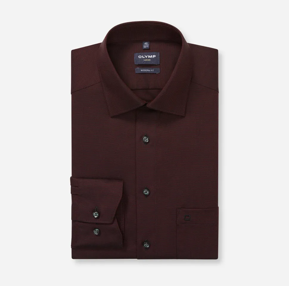 Olymp miesten kauluspaita OLYMP LUXOR MODERN FIT, viininpunainen
