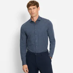 Olymp miesten kauluspaita, 097 24/7 - LEVEL 5 JERSEY BODY FIT Sininen Kuosi