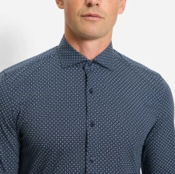 Olymp miesten kauluspaita, 097 24/7 - LEVEL 5 JERSEY BODY FIT Sininen Kuosi