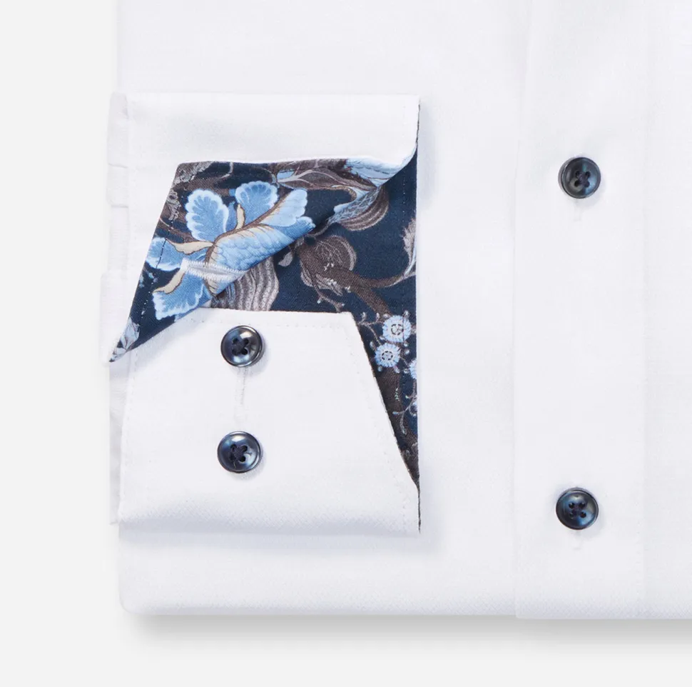 Olymp miesten kauluspaita, 042 LUXOR MODERN FIT CONTRAST + HIHA Valkoinen