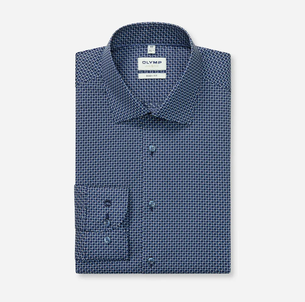 Olymp miesten kauluspaita, 051 LEVEL 5 + HIHA Tummansininen