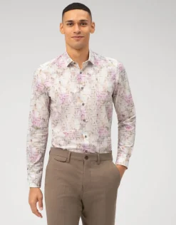 Olymp Miesten Kauluspaita, 2048-54-30 SEASONAL AD Punainen Kuosi