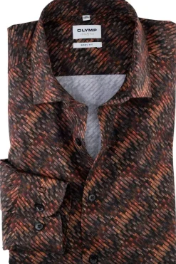 Olymp Miesten Pitkähihainen Kauluspaita 2120-24-18 BODY FIT WOVEN Punainen Kuosi