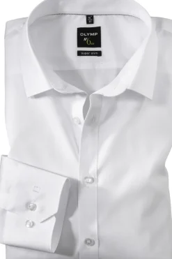 Olymp No 6 Kauluspaita, Super Slim Valkoinen