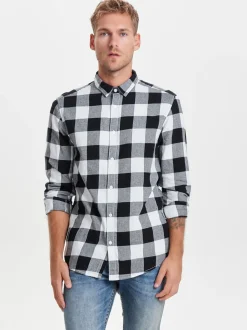 Only & Sons Ruudullinen Kauluspaita Valkoinen Ruutu