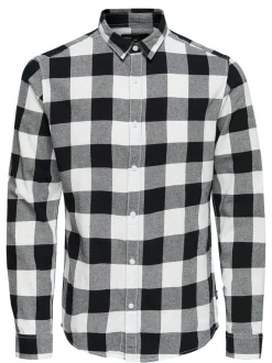 Only & Sons Ruudullinen Kauluspaita Valkoinen Ruutu