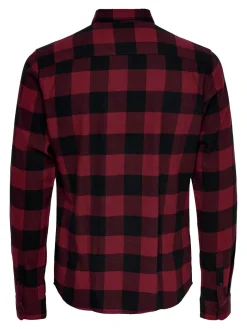 Only & Sons Ruudullinen Kauluspaita Cabernet