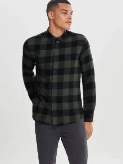 Only & Sons Ruudullinen Kauluspaita Vihreä Ruutu