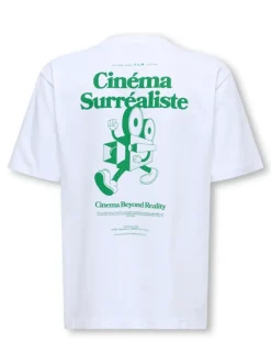 Only and Sons Junior lasten t-paita OSJFREDO RLX Cinema SS Tee, valkoinen