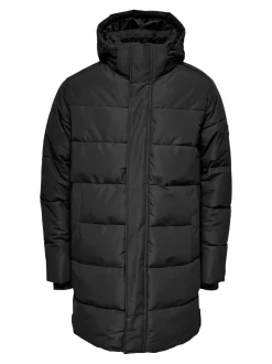 Only and Sons Junior toppatakki, OSJCARL LIFE LONG QUILTED COAT Musta
