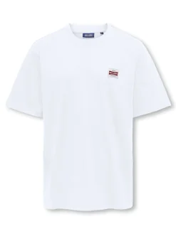 Only and Sons Junior t-paita, OSJFRED LIFE RLX SS LABEL TEE Valkoinen