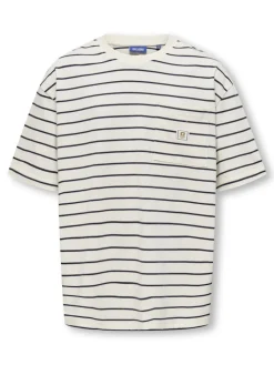 Only and Sons Junior t-paita, OSJKENGE S/S OVERSIZE TEE Raidallinen Valkoinen