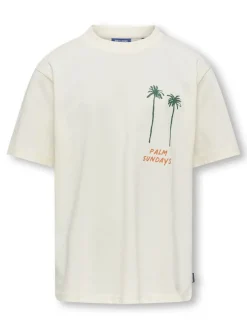 Only and Sons Junior t-paita, OSJMENES LOOSE SS O-NECK T-SHIRT Luonnonvalkoinen