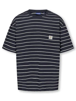 Only and Sons Junior t-paita, OSJKENGE S/S OVERSIZE TEE Raidallinen Sininen