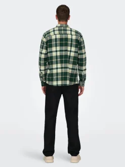 Only and Sons kauluspaita, ONSMILO OVR CHECK LS SHIRT Vihreä Ruutu