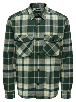 Only and Sons kauluspaita, ONSMILO OVR CHECK LS SHIRT Vihreä Ruutu