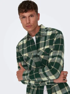 Only and Sons kauluspaita, ONSMILO OVR CHECK LS SHIRT Vihreä Ruutu