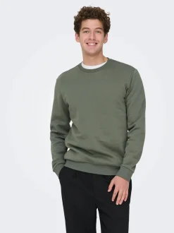 Only and Sons miesten collegepaita ONSCERES Crew Neck, vihreä