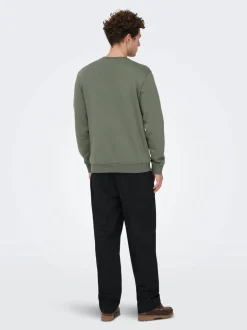 Only and Sons miesten collegepaita ONSCERES Crew Neck, vihreä