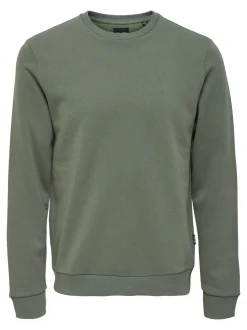 Only and Sons miesten collegepaita ONSCERES Crew Neck, vihreä