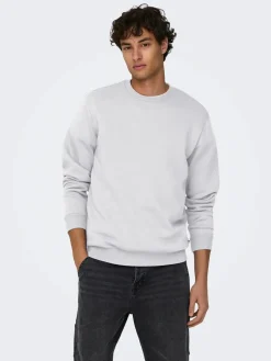 Only and Sons miesten collegepaita ONSCERES Crew Neck, vaaleanharmaa