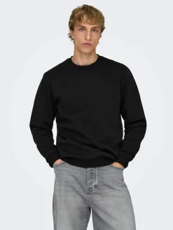 Only and Sons miesten collegepaita ONSCERES Crew Neck, musta