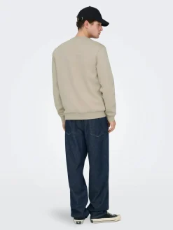 Only and Sons miesten collegepaita ONSCERES Crew Neck, Silver Lining