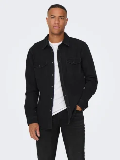 Only and Sons Miesten Farkkupaita, BANE DENIM SHIRT NOS Hiilenmusta