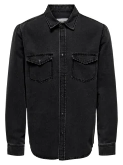 Only and Sons Miesten Farkkupaita, BANE DENIM SHIRT NOS Hiilenmusta