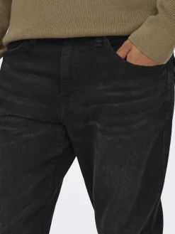 Only and Sons miesten farkut ONSWEFT REGULAR BLACK 8638 MAT DNM NOOS, Black Denim