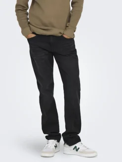 Only and Sons miesten farkut ONSWEFT REGULAR BLACK 8638 MAT DNM NOOS, Black Denim