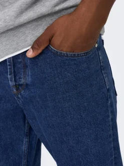 Only and Sons miesten farkut, EDGE BLUE 3813 STRAIGHT FIT Indigo