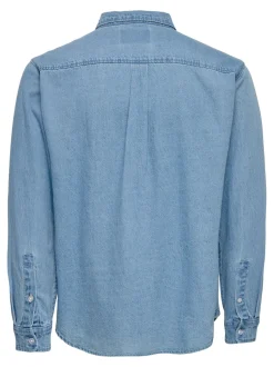 Only and Sons miesten farkkupaita ONSOrson Regular YFM DNM Shirt, Light Blue Denim