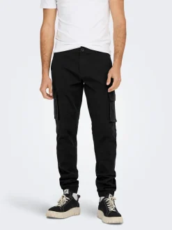 Only and Sons miesten housut, ONSCAM STAGE CARGO CUFF Musta