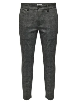 Only and Sons Miesten Housut Mark Check Pant Nos Harmaa Ruutu