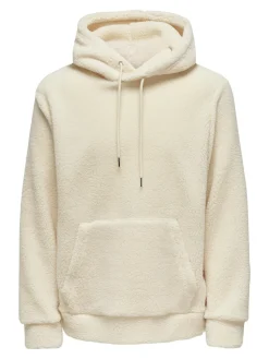 Only and Sons Miesten Huppari Teddy Hoodie Sweat Valkoinen