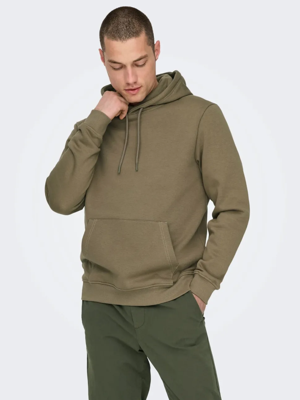 Only and Sons Miesten Huppari, ONSCONNOR REG SWEAT HOODIE NOS Tumma Kameli