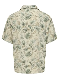 Only and Sons miesten kauluspaita, WAYNE LIFE VISCOSE SHIRT Vihreä Kuosi