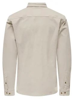 Only and Sons miesten kauluspaita, MICHAEL REG CORD SHIRT Luonnonvalkoinen