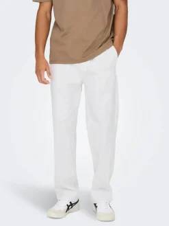 Only and Sons miesten kesähousut, SINUS LOOSE LIN PANT Bright White