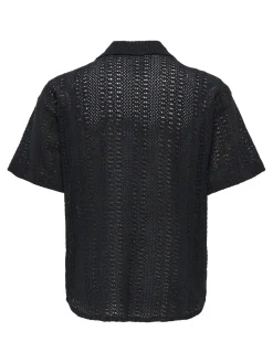 Only and Sons miesten lyhythihainen paita, DANI CROCHET SS SHIRT Jet Black