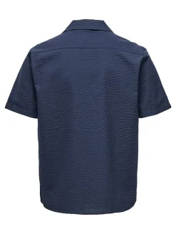 Only and Sons miesten lyhythihainen kauluspaita, ONSEYE RESORT SEERS 0009 SHIRT Tummansininen