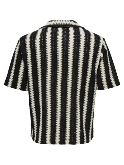 Only and Sons miesten lyhythihainen paita, DANI CROCHET SS SHIRT Raidallinen Musta