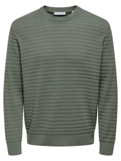 Only and Sons miesten neulepusero ONSBERRY REG 12 LS CREW KNIT FRML NOOS, Castor Gray